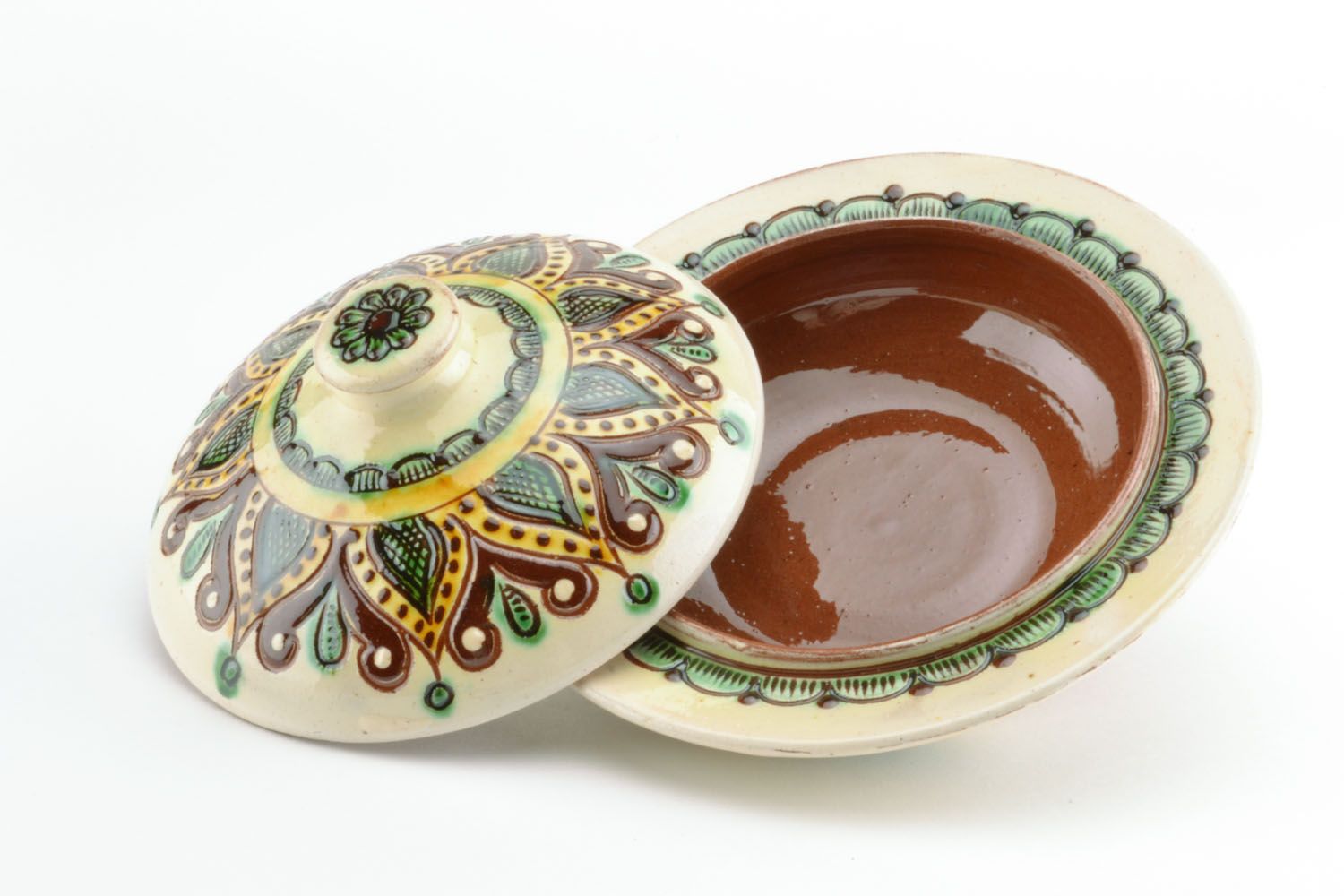 Keramik Schale mit Deckel bemalt foto 3