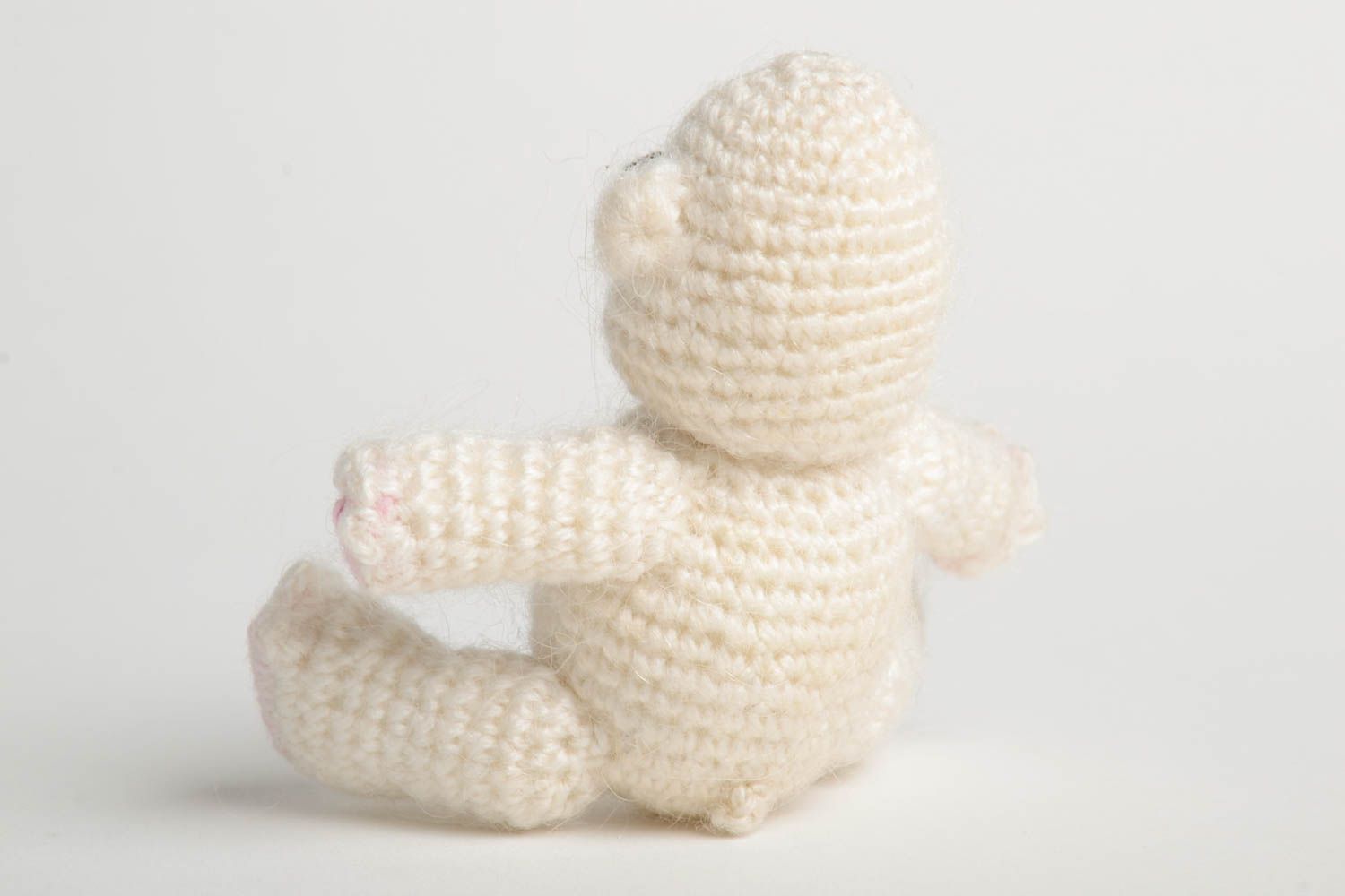 Cute crocheted toy handmade white soft toy designer bear kids present photo 4