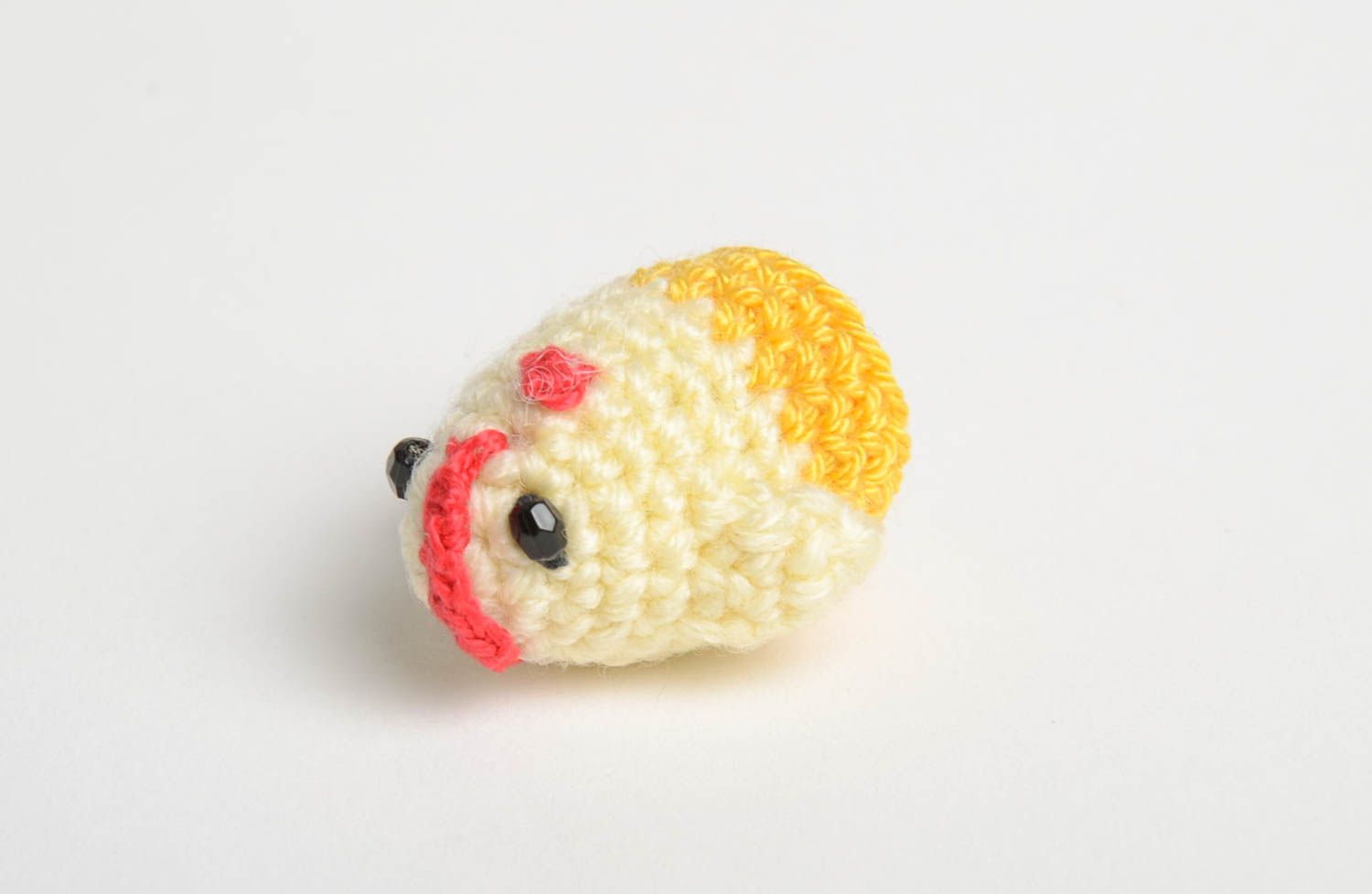 Crocheted charming soft toy unusual handmade textile toy cute chicken toy photo 4