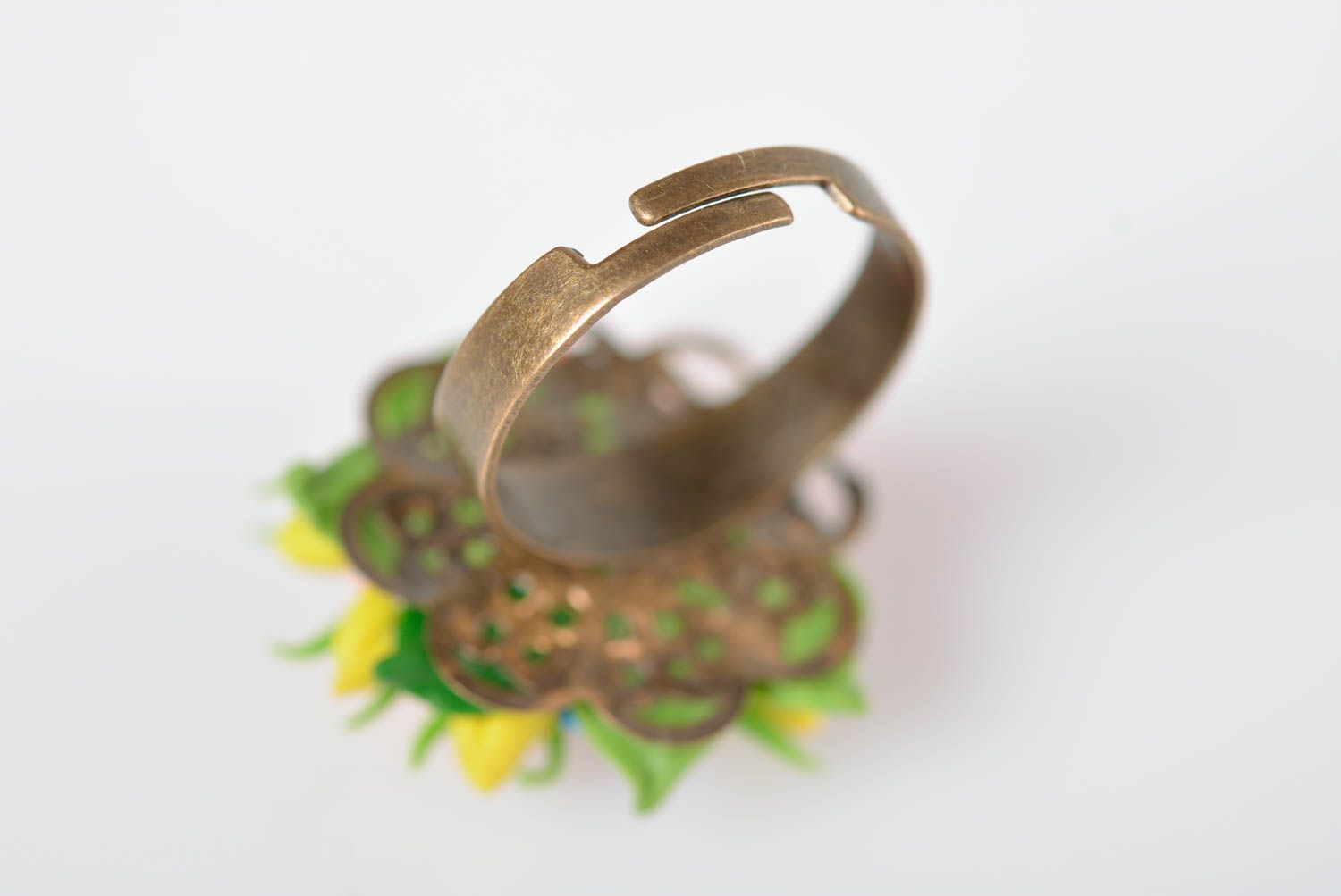 Оригинальное кольцо ручной работы украшение из холодного фарфора модное кольцо фото 5