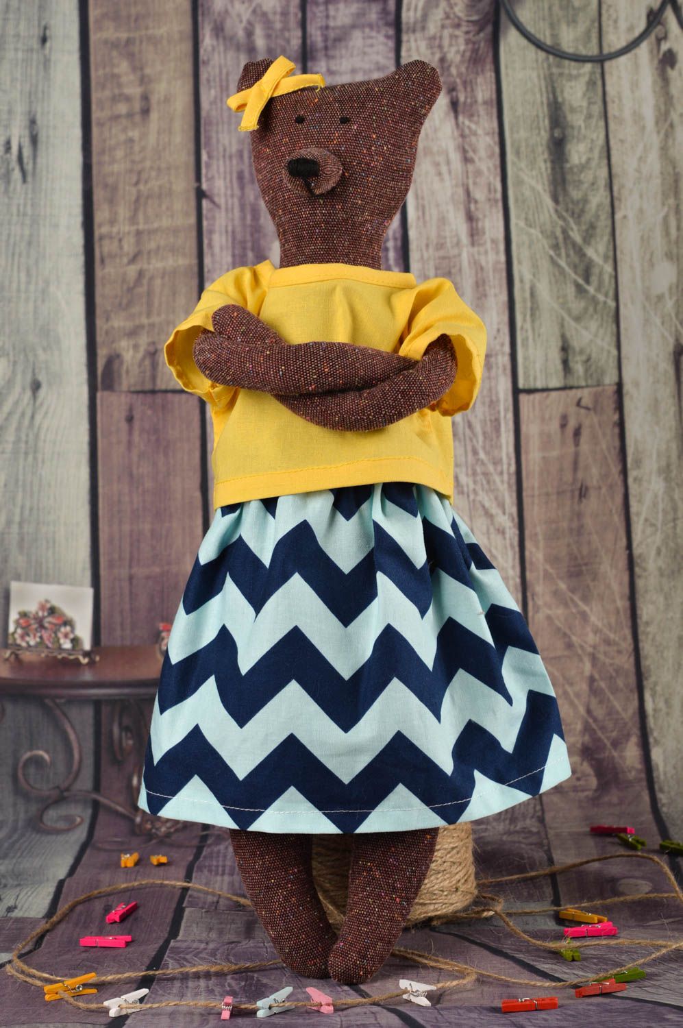 Peluche ours Jouet en tissu fait main original joli Cadeau pour enfant photo 1