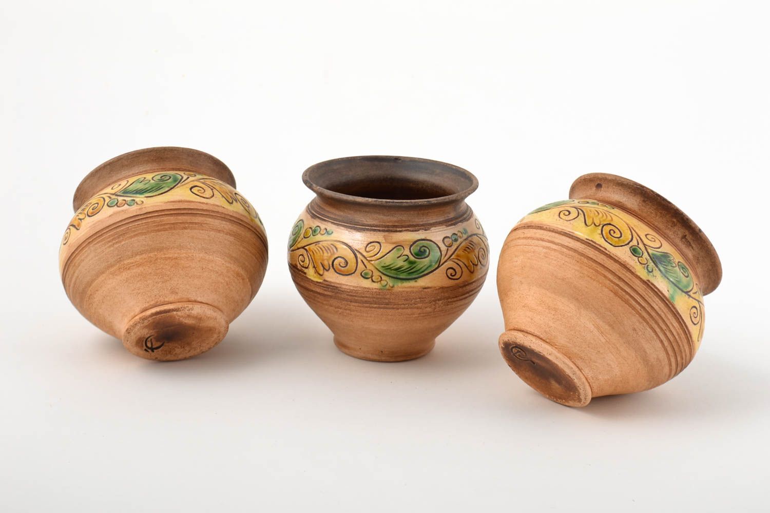 Conjunto de 3 tarros de barro artesanales utensilios de cocina potes de cerámica foto 4