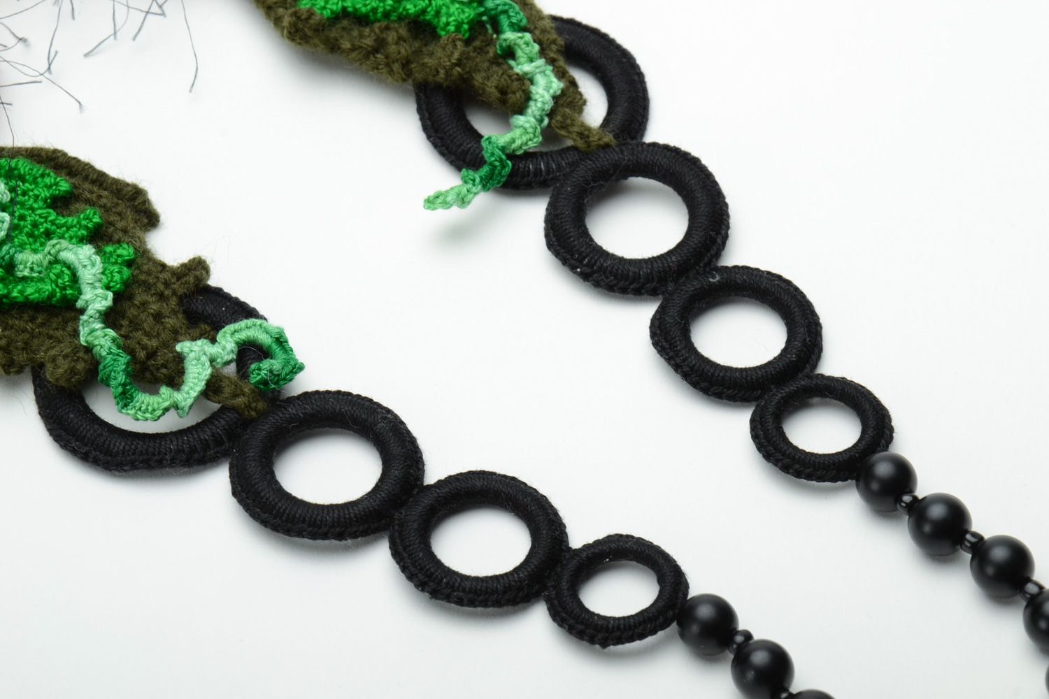 Bright handmade crochet textile flower necklace photo 4
