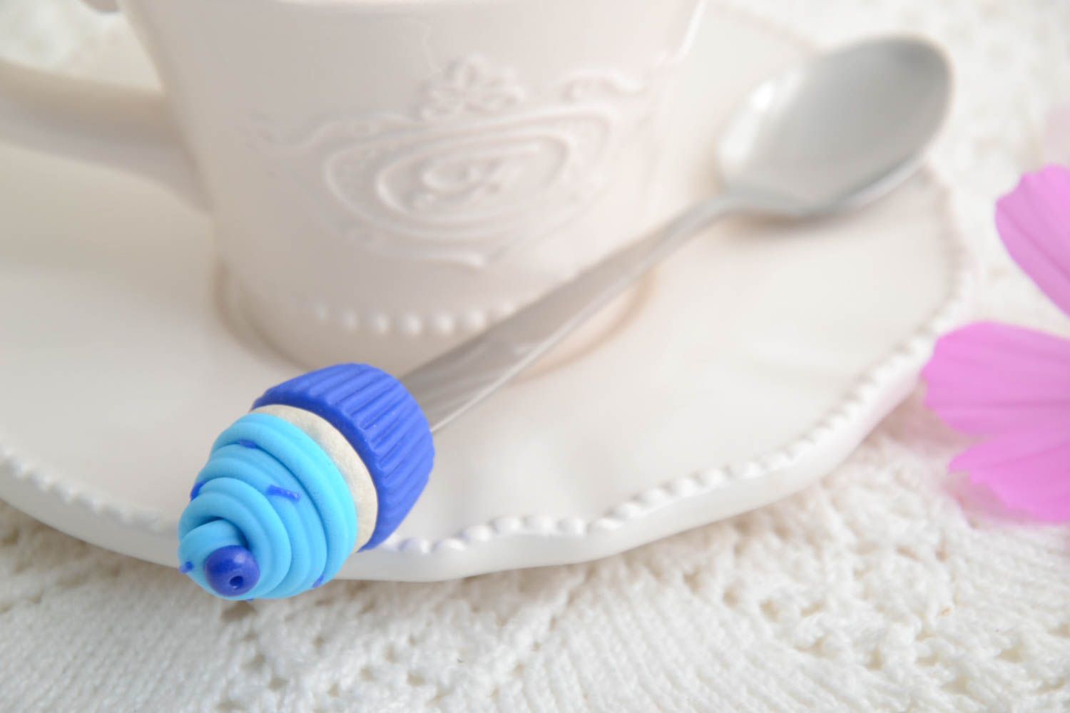 Handmade teaspoon made of polymer unusual gift designer spoon decorating ideas  photo 1