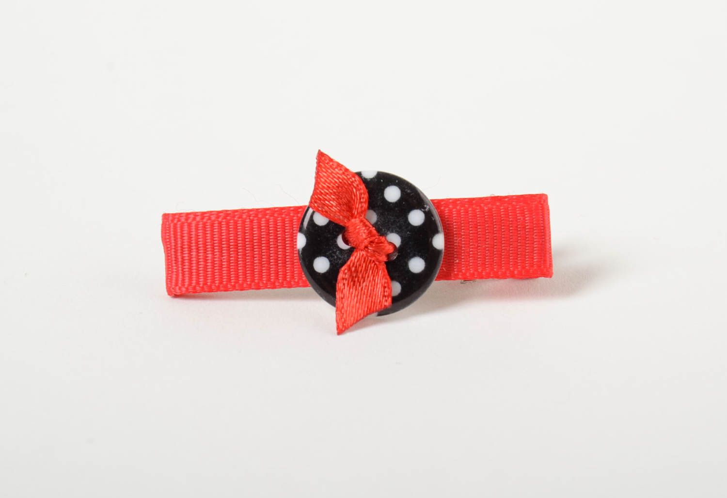 Originelle schöne rote Haarspange für Kinder aus Ripsband handmade  foto 4