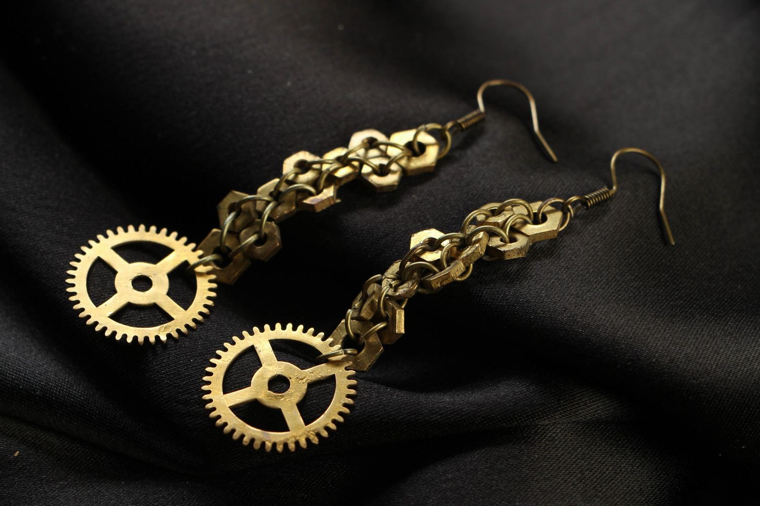 Handmade metal earrings in steampunk style photo 1