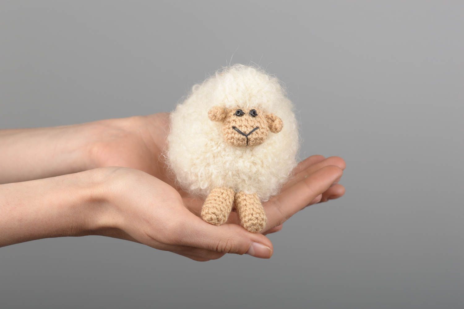 Jouet fait main Peluche brebis Jouet enfant blanc petit tricoté acrylique photo 5