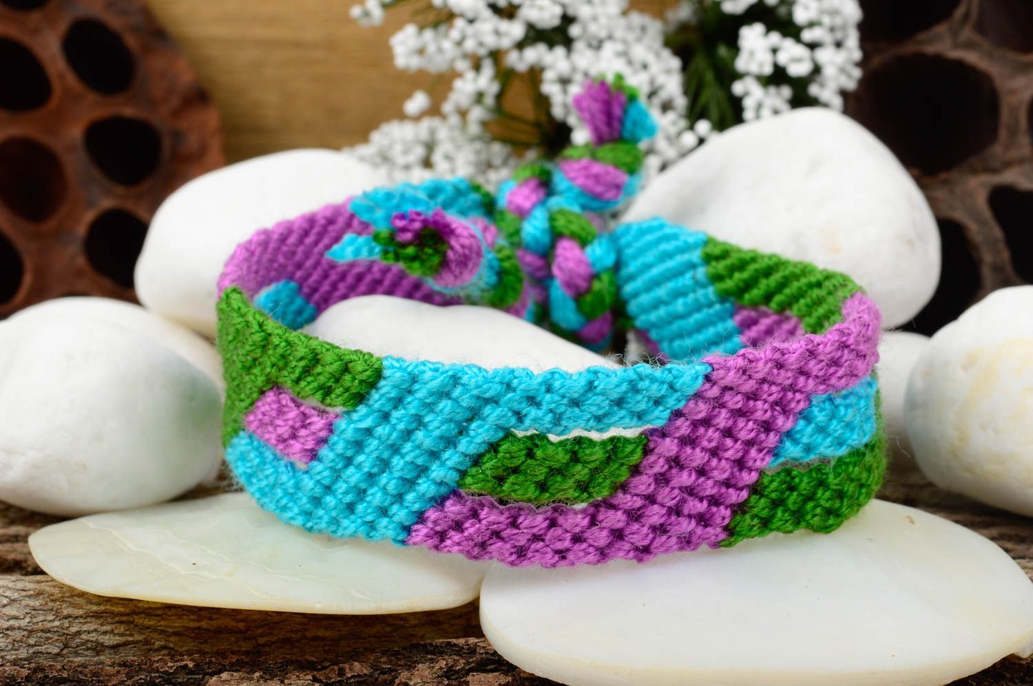 Handmade Damen Schmuck geflochtenes Armband bunt Geschenk für Mädchen effektvoll foto 1
