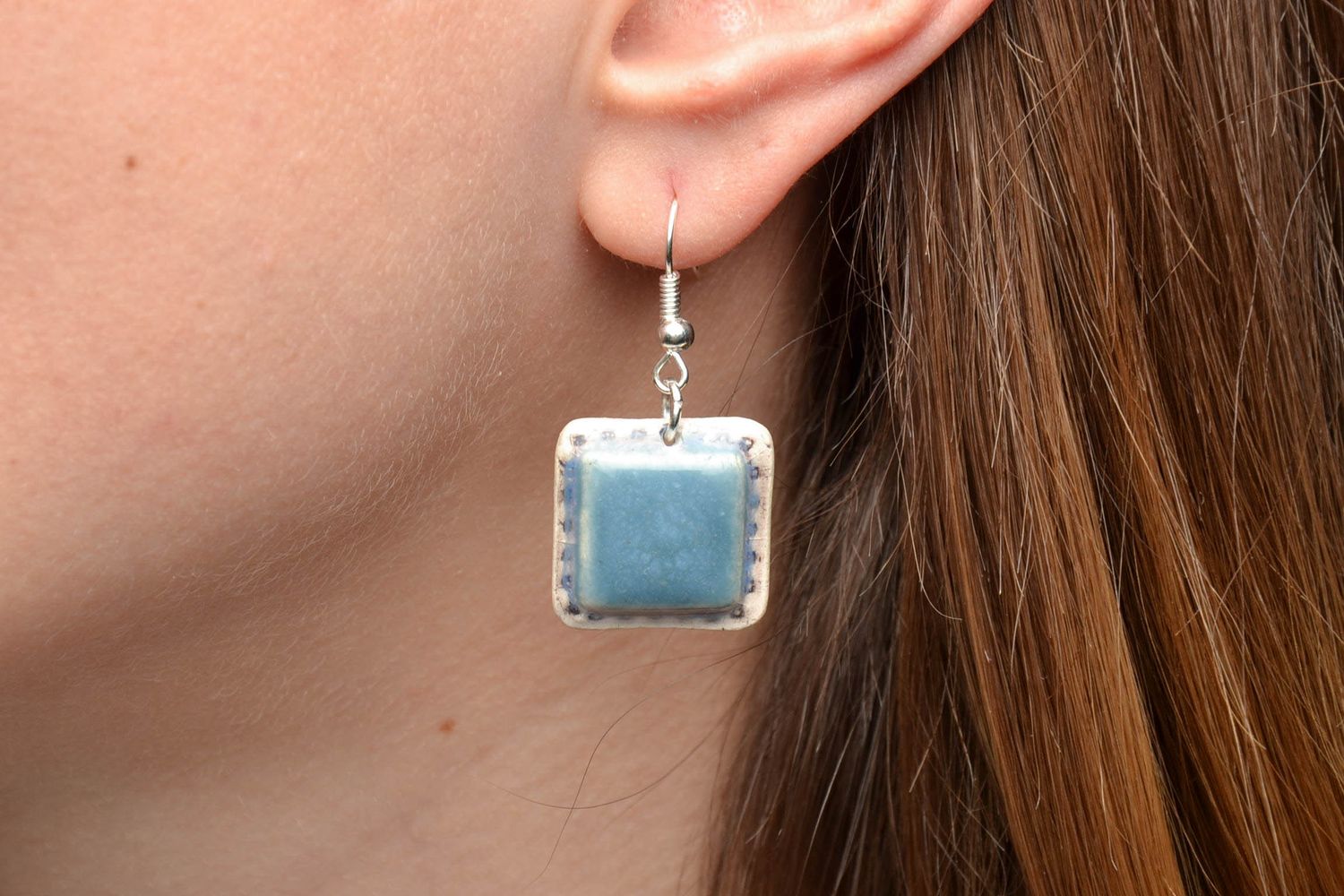 Light blue ceramic earrings photo 5
