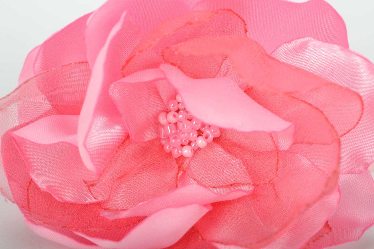 Serre-tête fleurs rose fait main photo 4