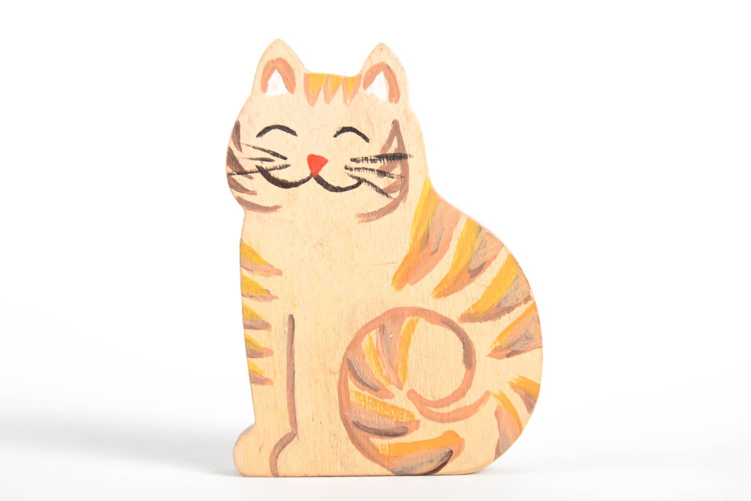Фигурка ручной работы фигурка из фанеры фигурка животного кот рыжий расписной фото 2