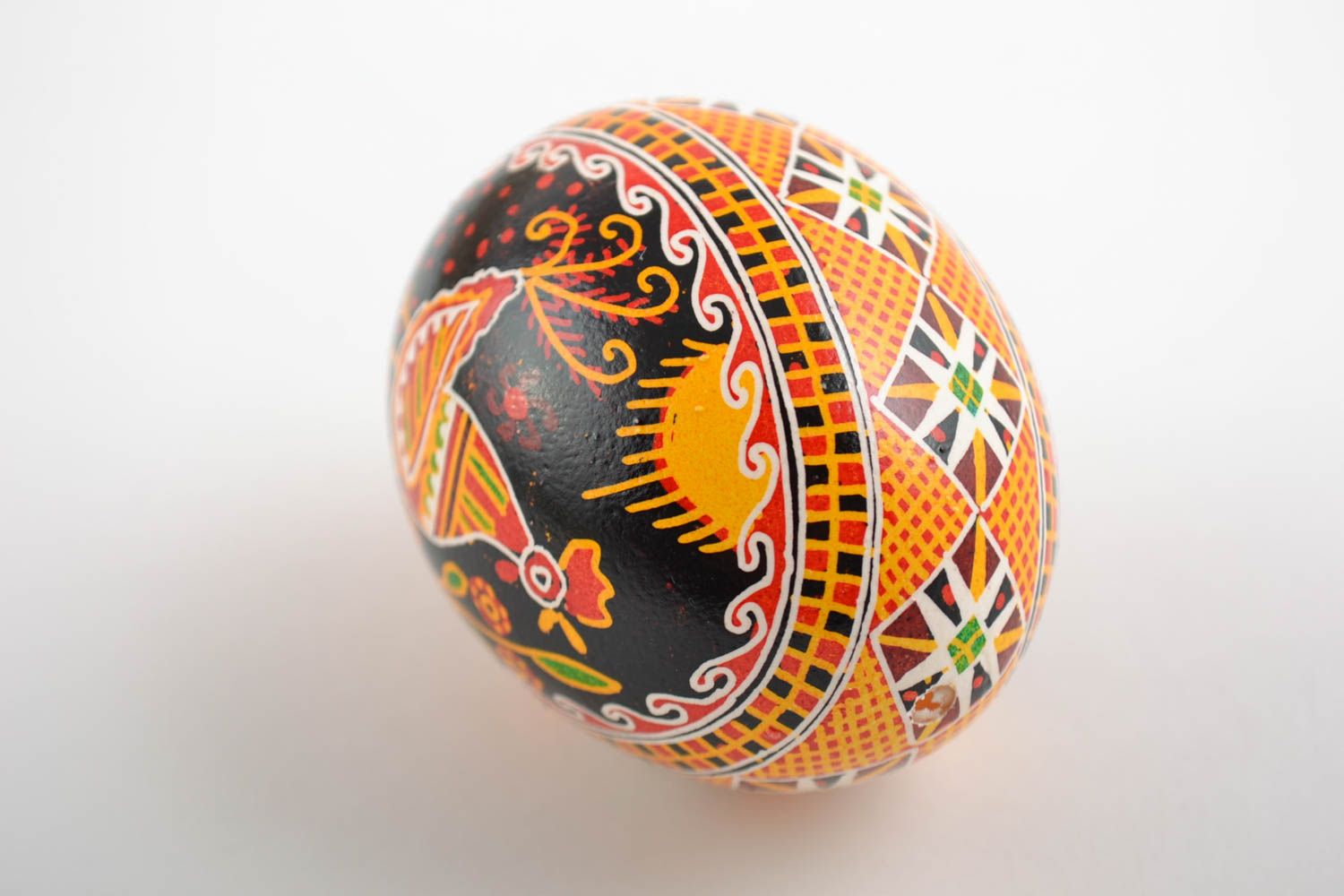 Œuf-écrit pyssanka peinture slave fait main teintes orange cadeau de Pâques photo 3