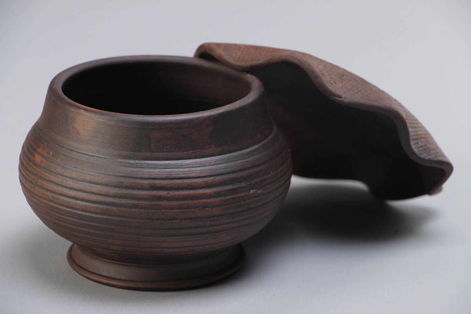 Handmade clay pot for baking kilned with milk table decor photo 4