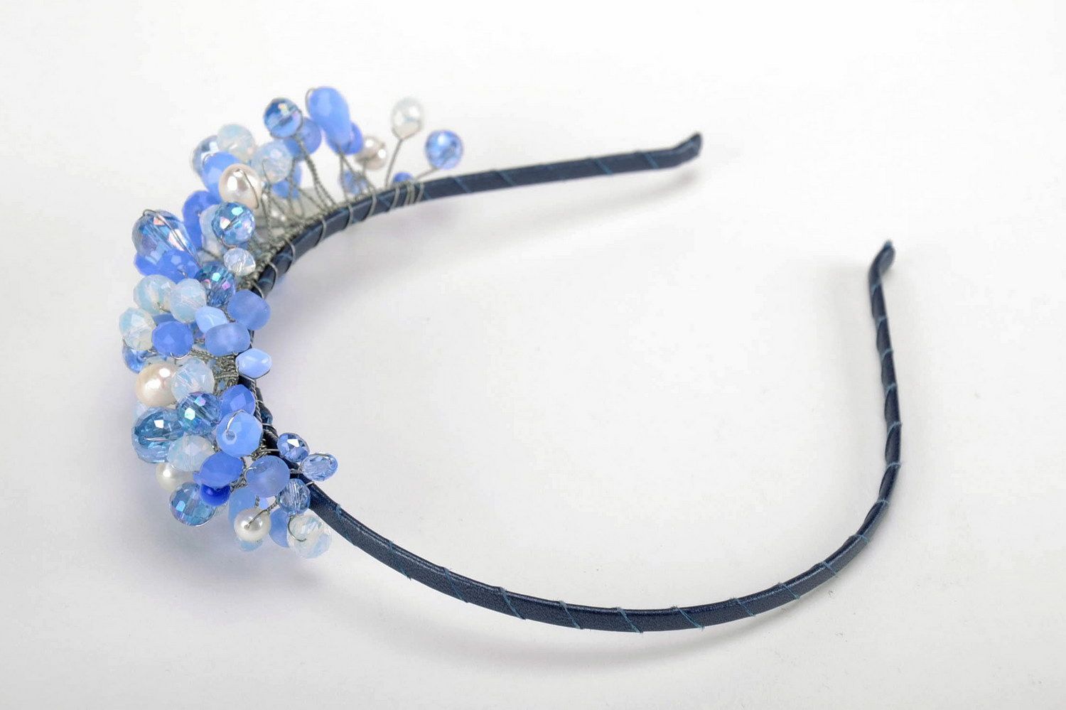 Grinalda para cabelo azul feita à mão acessórios de cabelo  foto 4