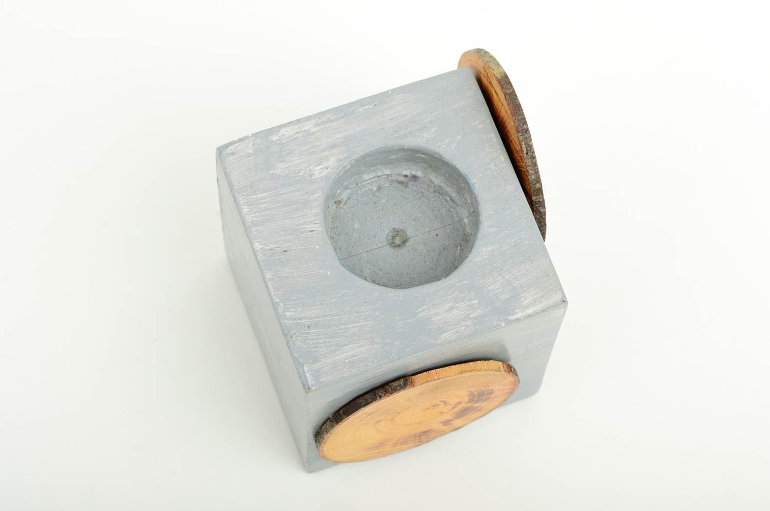 Candelero de madera hecho a mano soporte para velas decoración de interior foto 3