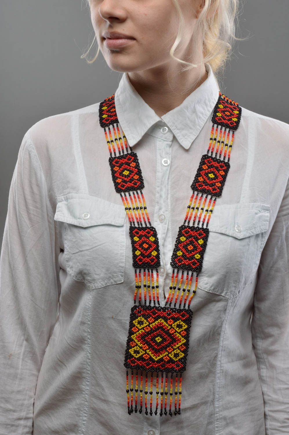 Beaded gerdan necklace handmade jewelry designer ethnic accessory for girls photo 5