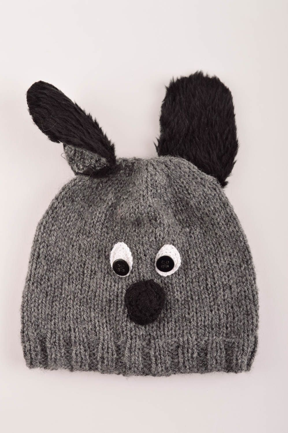 Bonnet tricot Chapeau au crochet fait main chien Vêtement enfant original photo 5