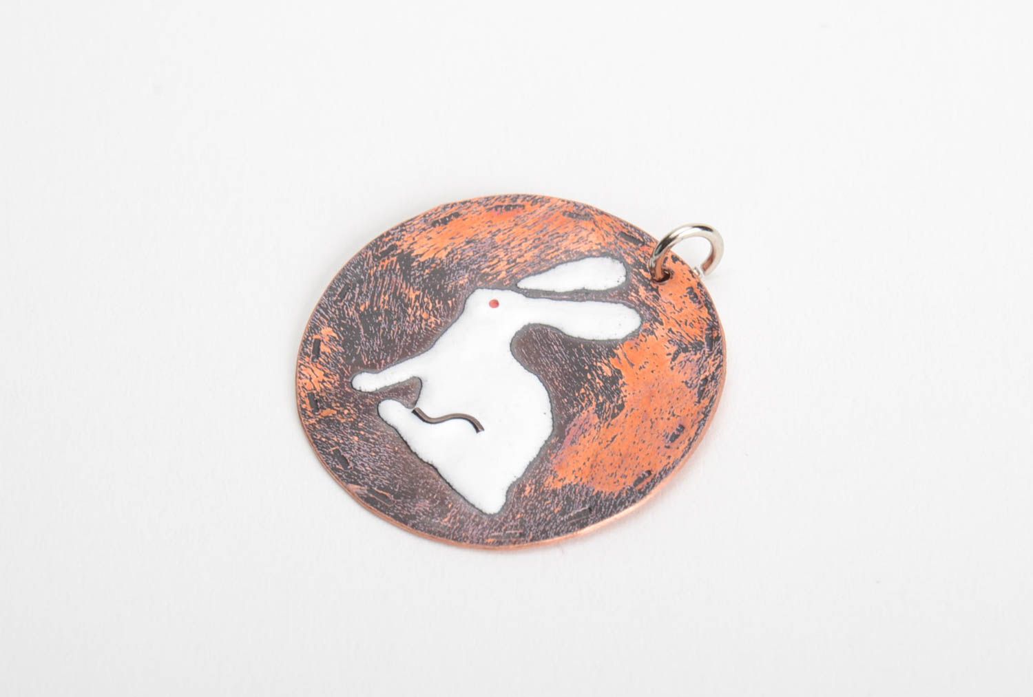 Handmade designer copper pendant with hot enamel painting stylish accessory photo 2