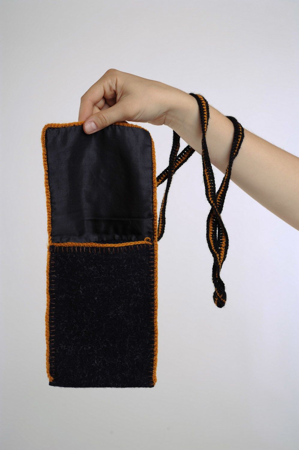 Braune Frauen-Tasche handmade aus Drap foto 4