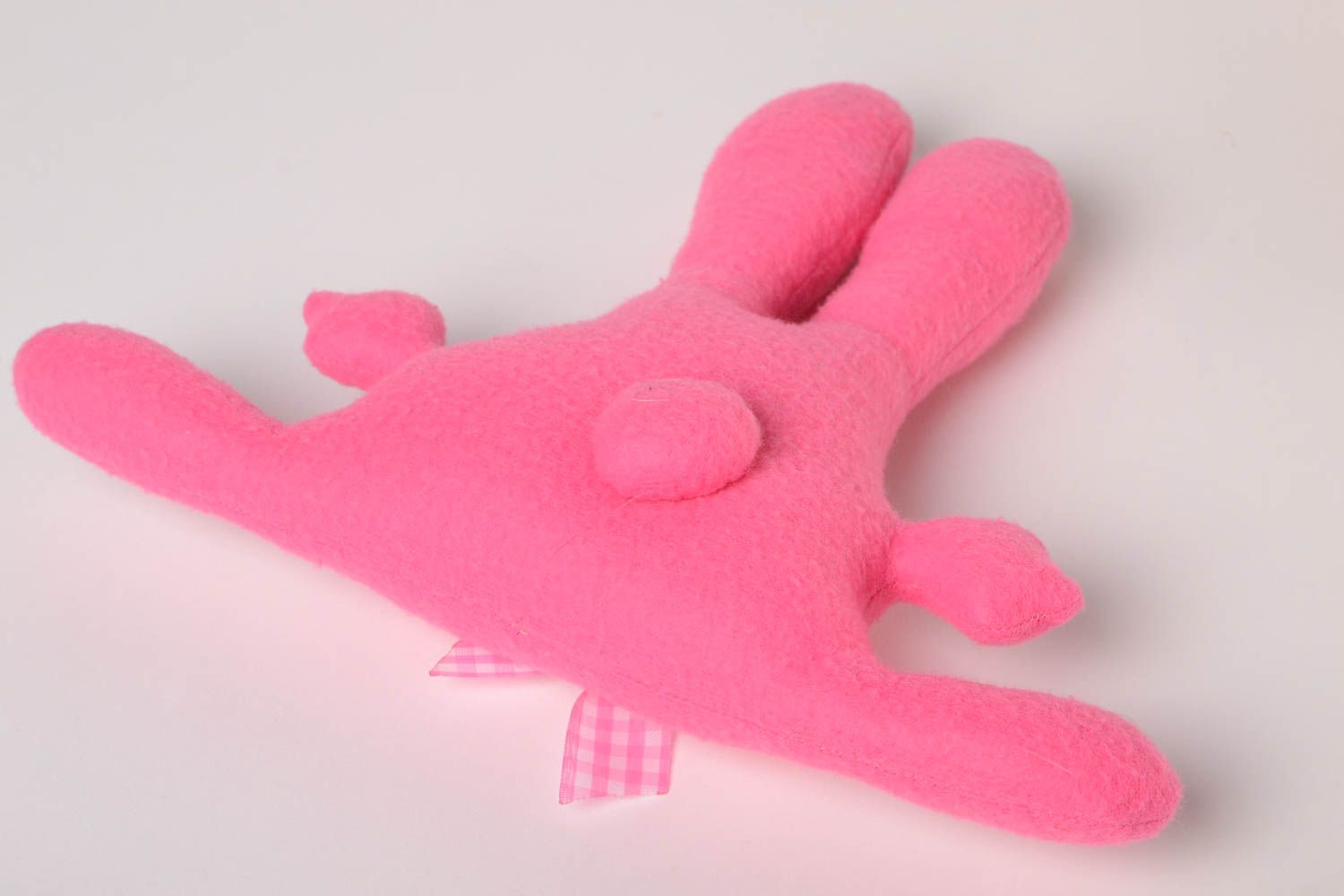 Детская игрушка ручной работы игрушка из флиса мягкая игрушка розовый зайчик фото 4