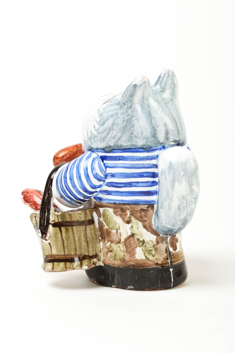 Статуэтка животного ручной работы статуэтка для декора фигурка из глины Кот фото 4