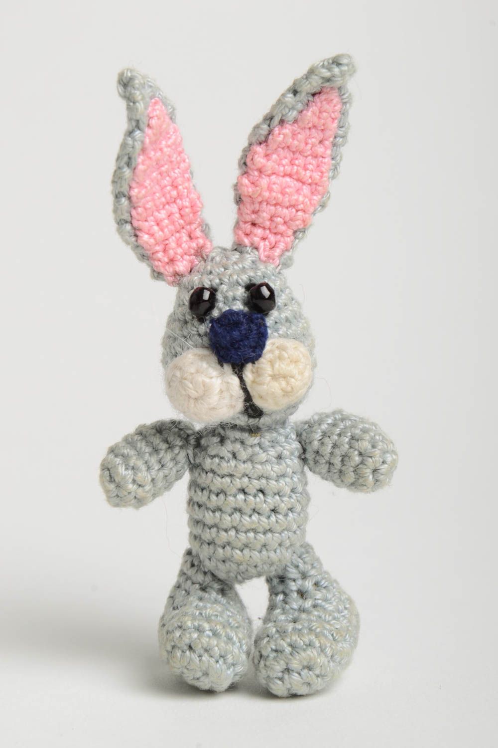 Handmade unique soft toy accessory crocheted interior decoration designer hare photo 2