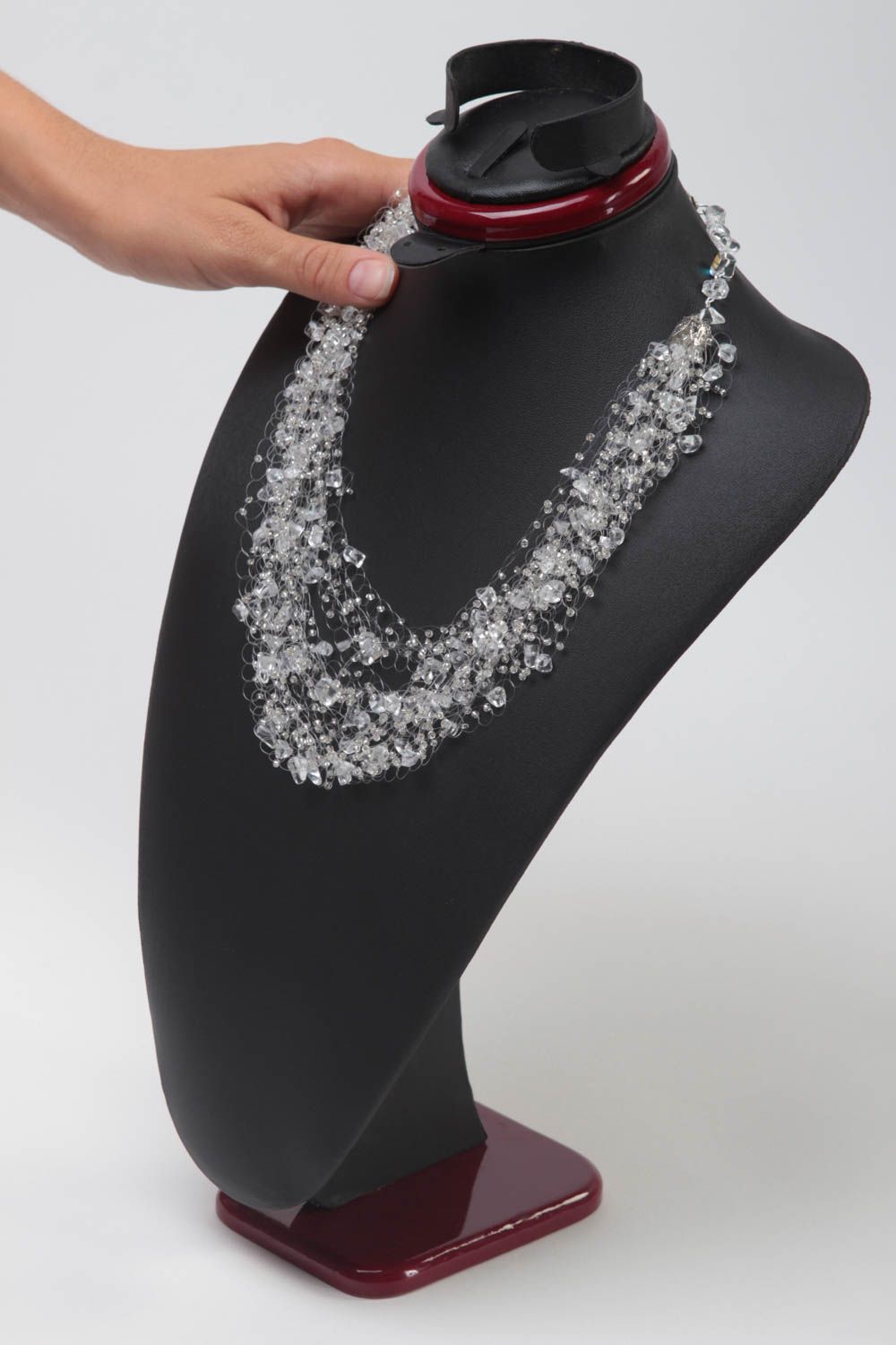 Collier perles rocaille fait main Bijou fantaisie Accessoire femme au cristal photo 2