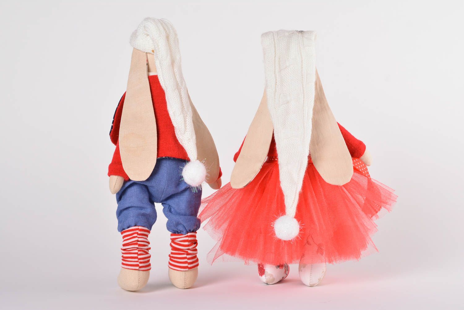 Игрушки зайцы из ткани ручной работы авторские игрушки стильный подарок ребенку фото 2