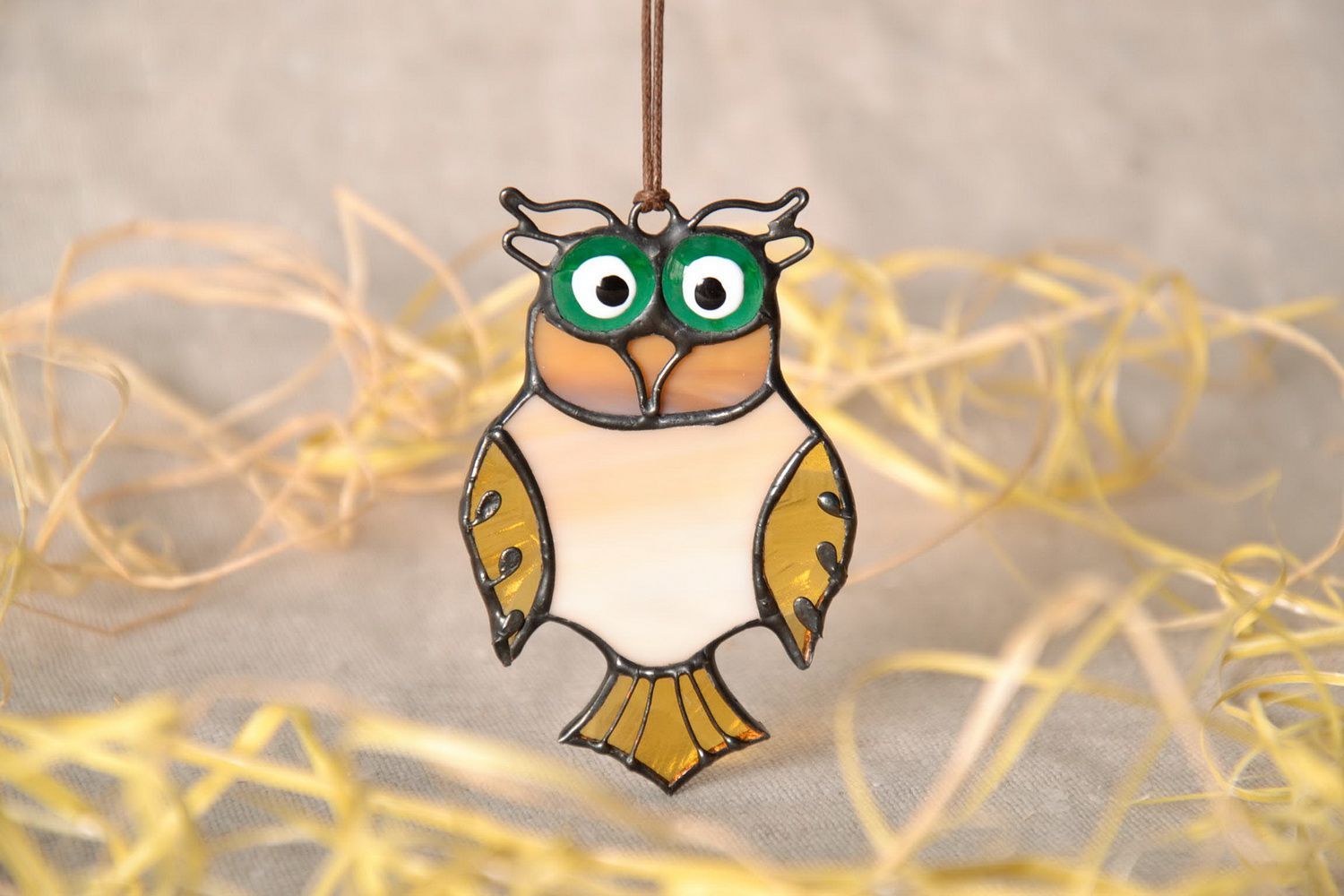 Interior stained glass pendant Owl photo 2