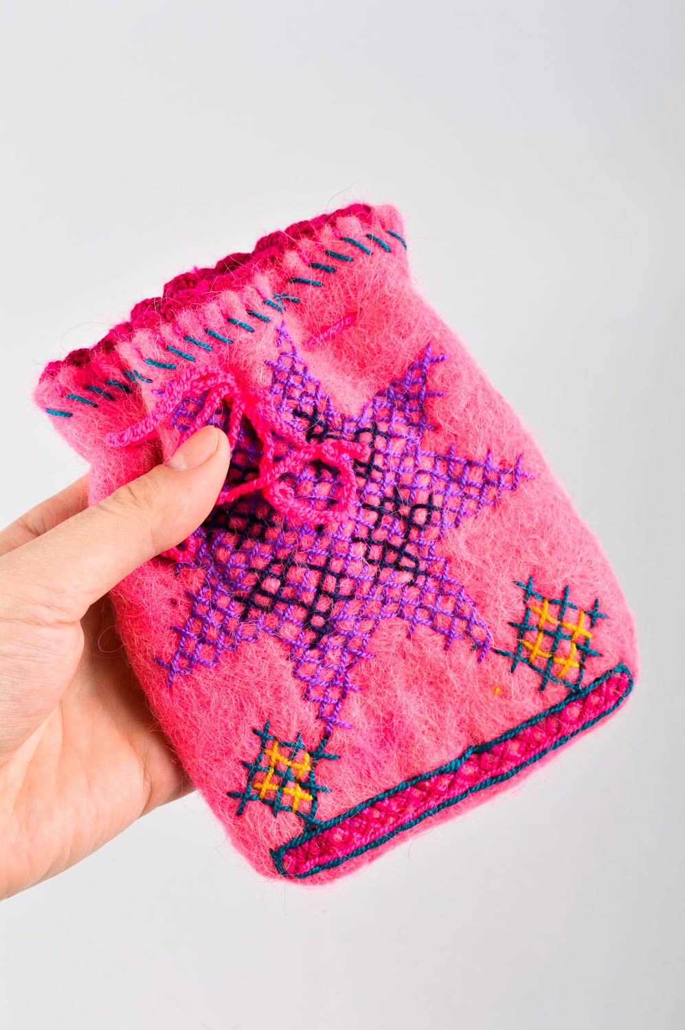 Женский кошелек ручной работы розовый кошелек из ткани мешочек для монет фото 10