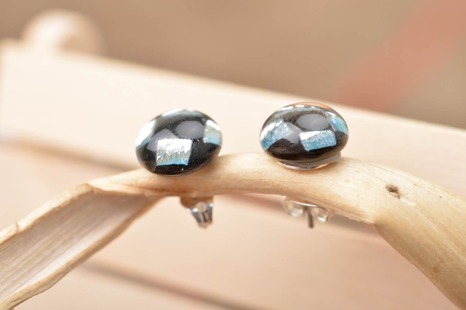 Beautiful handmade glass earrings silver earrings dichroic glass art gift ideas photo 4