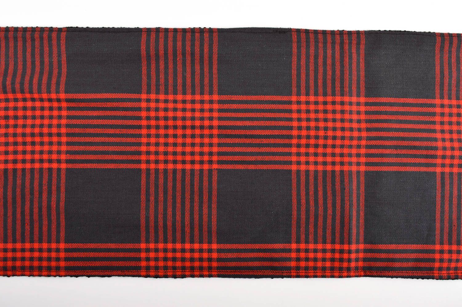 Шарф ручной работы шарф на шею черный с красной клеточкой шарф под плащ фото 3