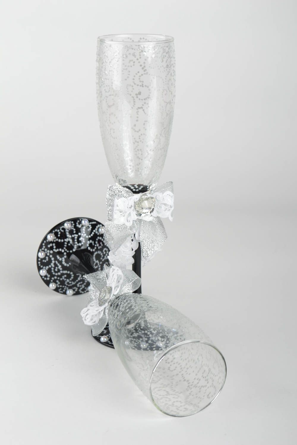 Copas para novios hechos a mano vasos de cristal decorados decoración de mesa  foto 3