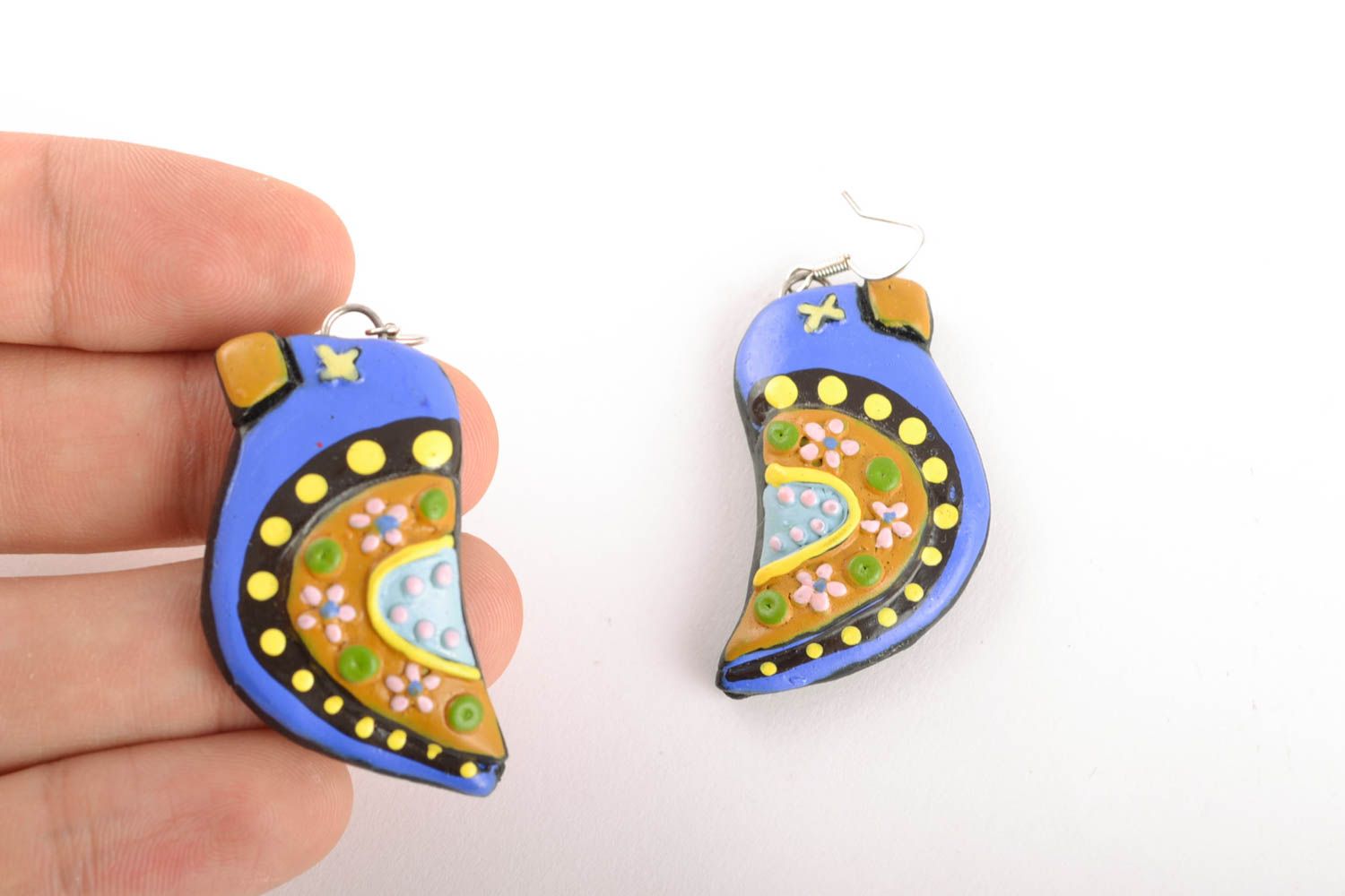 Unusual polymer clay earrings Inseparables photo 2