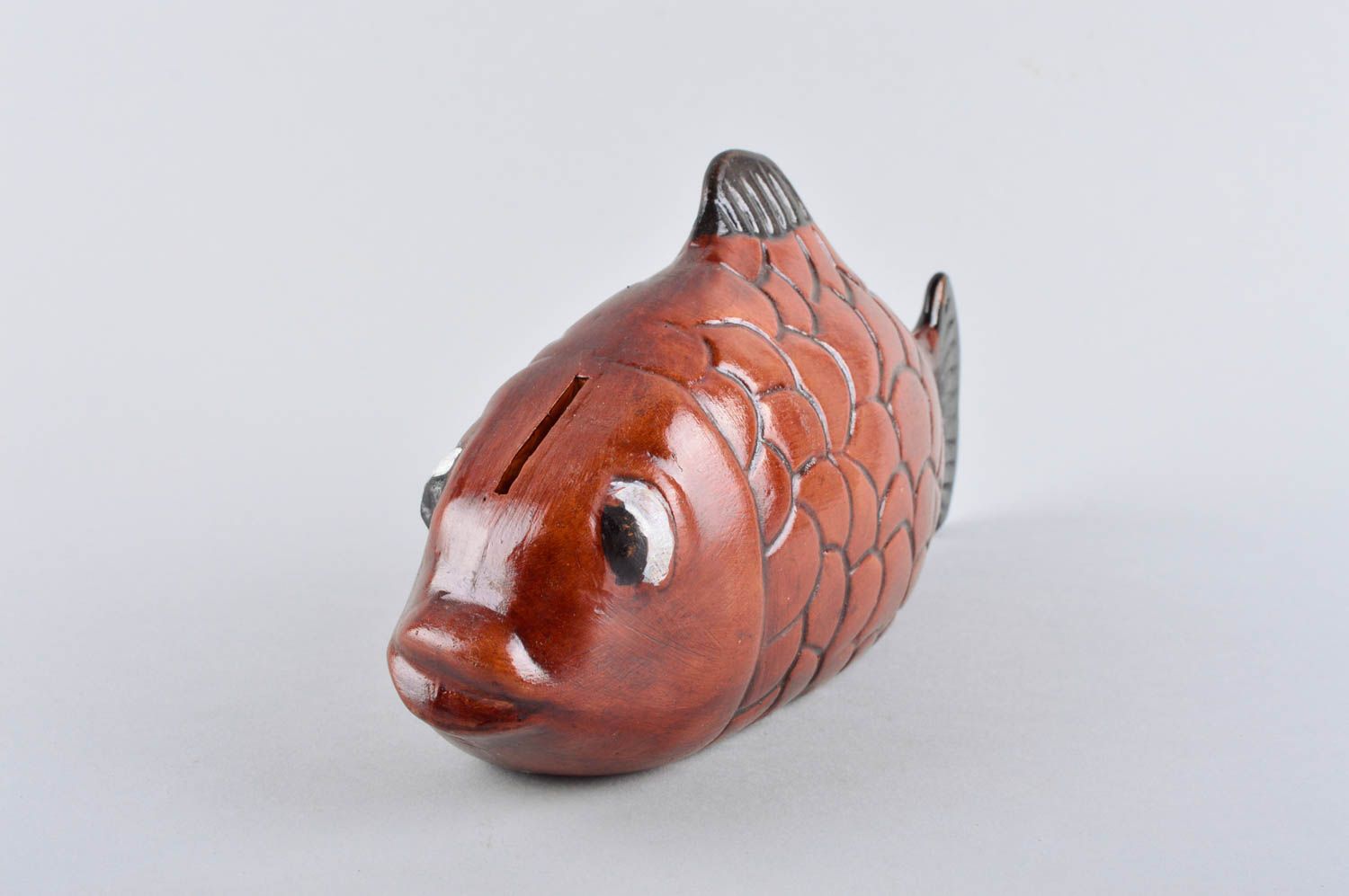 Handmade unique fish money box stylish designer ceramic present for children photo 3