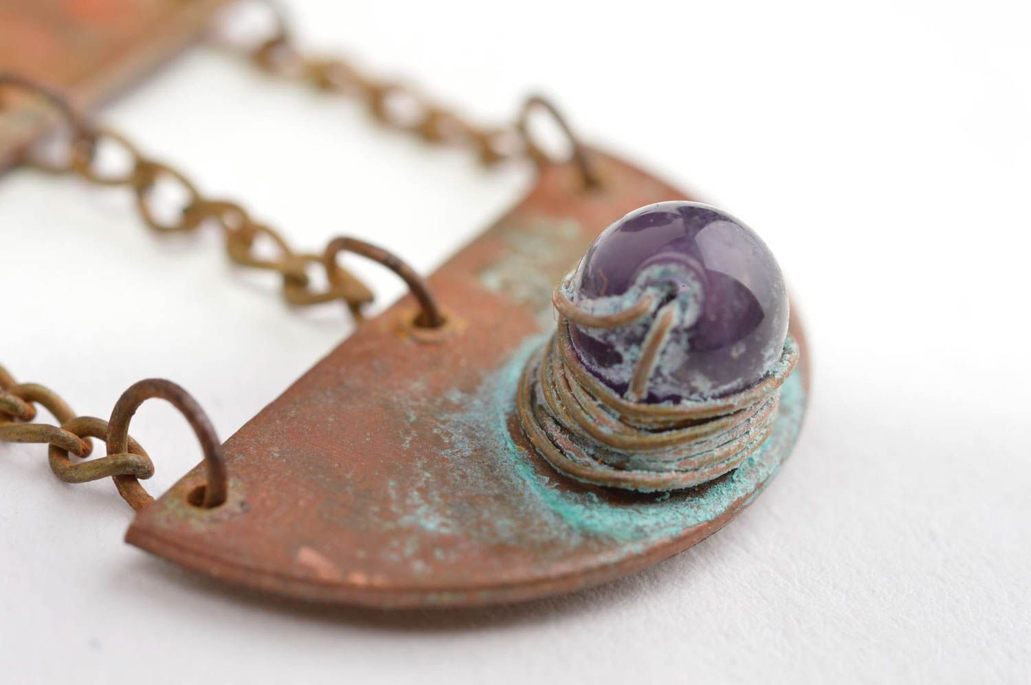 Handmade pendant designer jewelry unusual neck accessory copper pendant photo 5