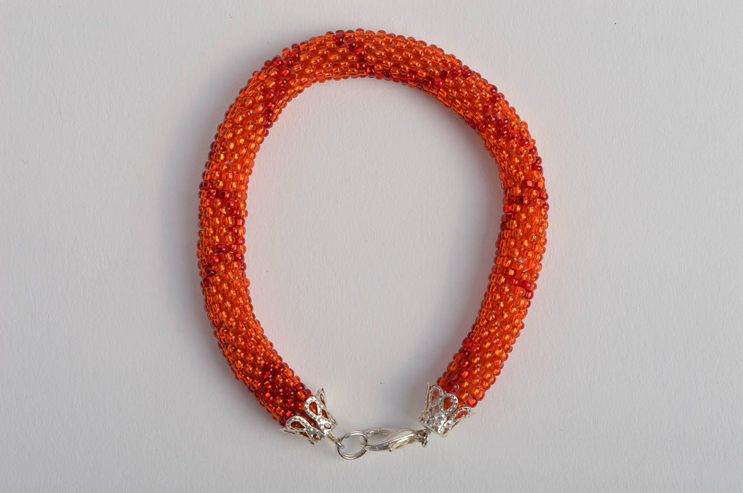 Bracelet perles de rocaille Bijou fait main orange design Cadeau pour fille photo 3