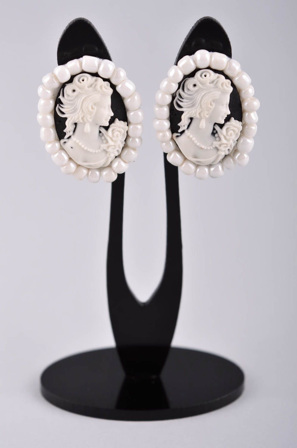 Ohrringe Damen handmade Ohrringe Clips hochwertiger Modeschmuck weiß schön foto 2