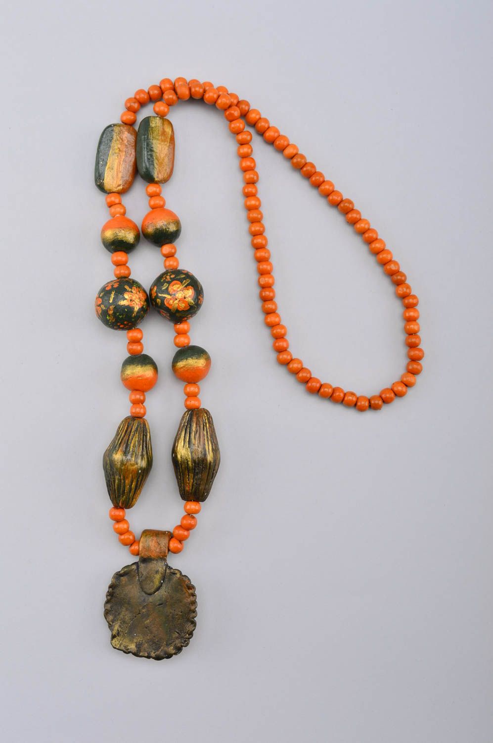 Unusual handmade beaded necklace plastic bead necklace handmade accessories photo 5