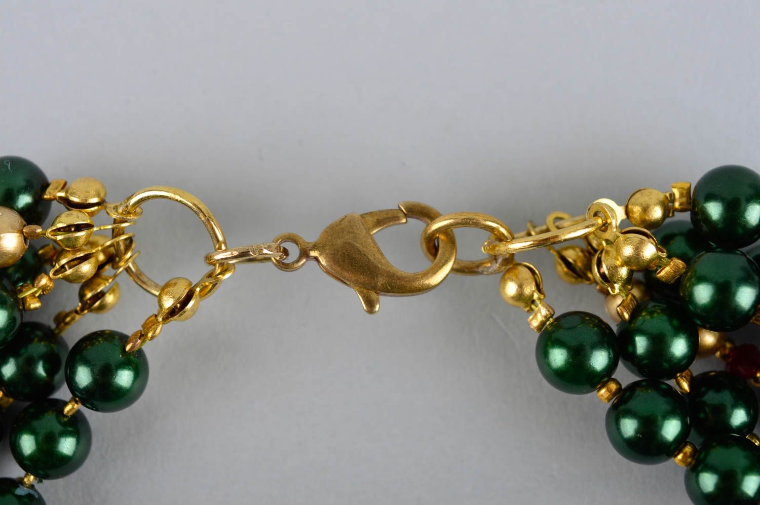 Gros collier Bijou fait main vert multirang en fausses perles Cadeau femme photo 4