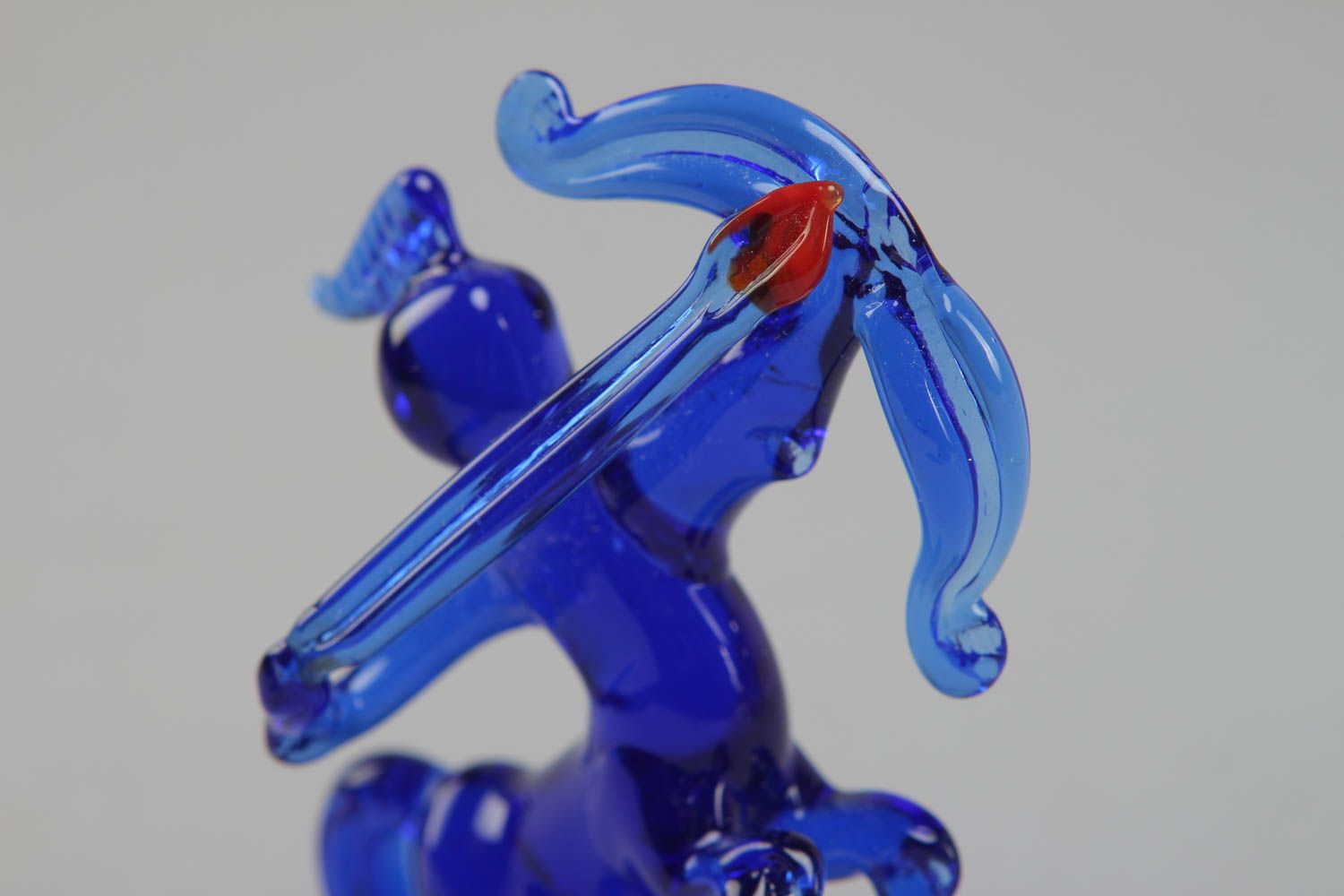 Petite figurine en verre au chalumeau Sagittaire décorative bleue faite main photo 2