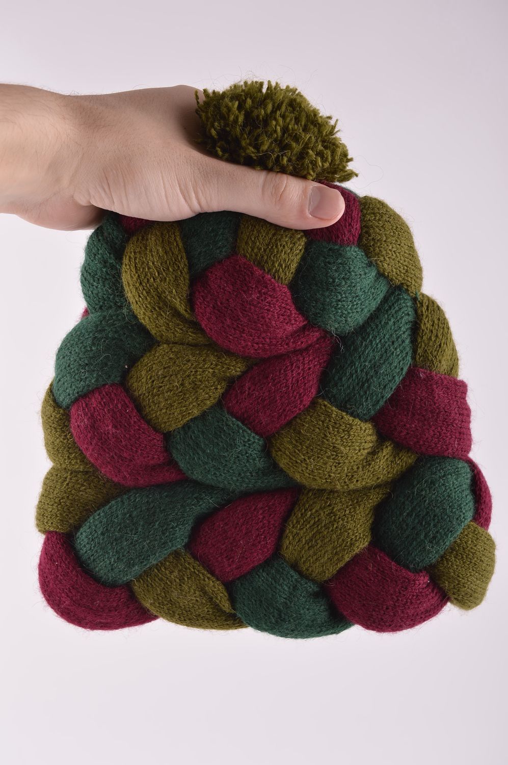 Bonnet chaud Écharpe verte faits main tricotés originaux Accessoires femme photo 5