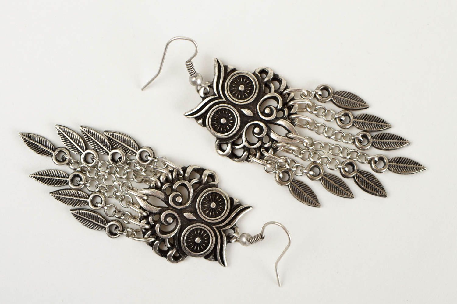 Women metal accessories long handmade earrings owl fashion gift for girls photo 3