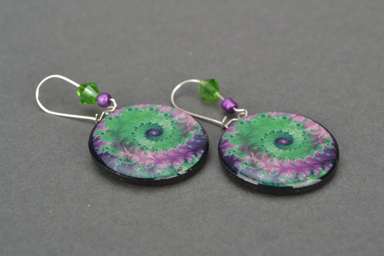 Round polymer clay earrings  photo 5