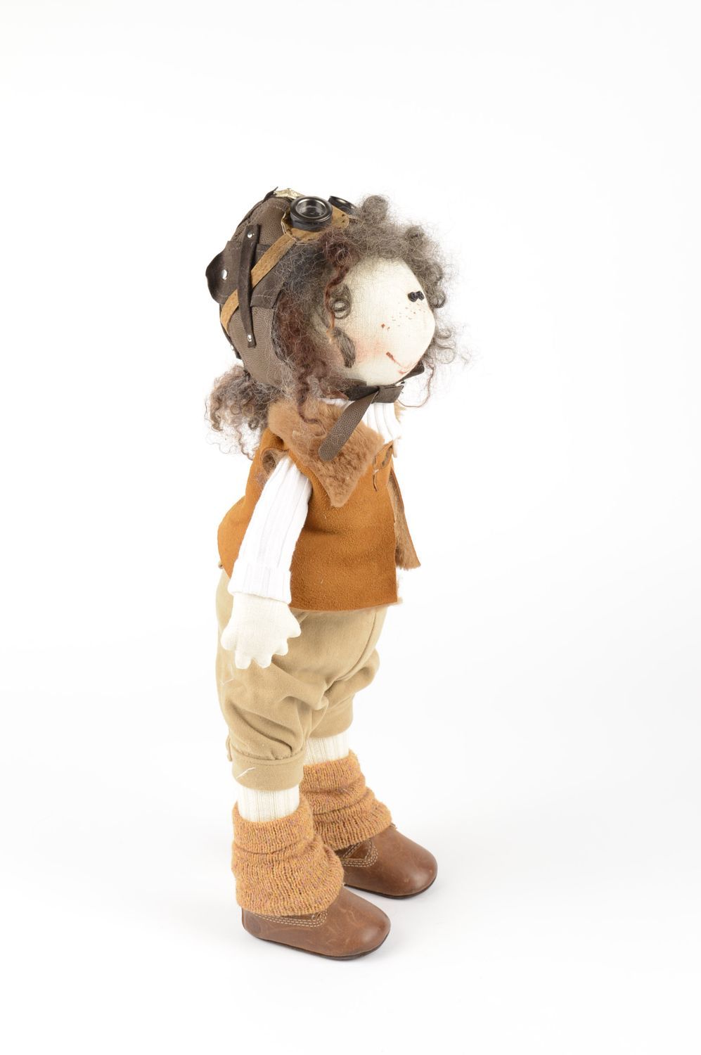 Кукла ручной работы кукла из ткани авторская кукла для декора дома Летчик фото 4