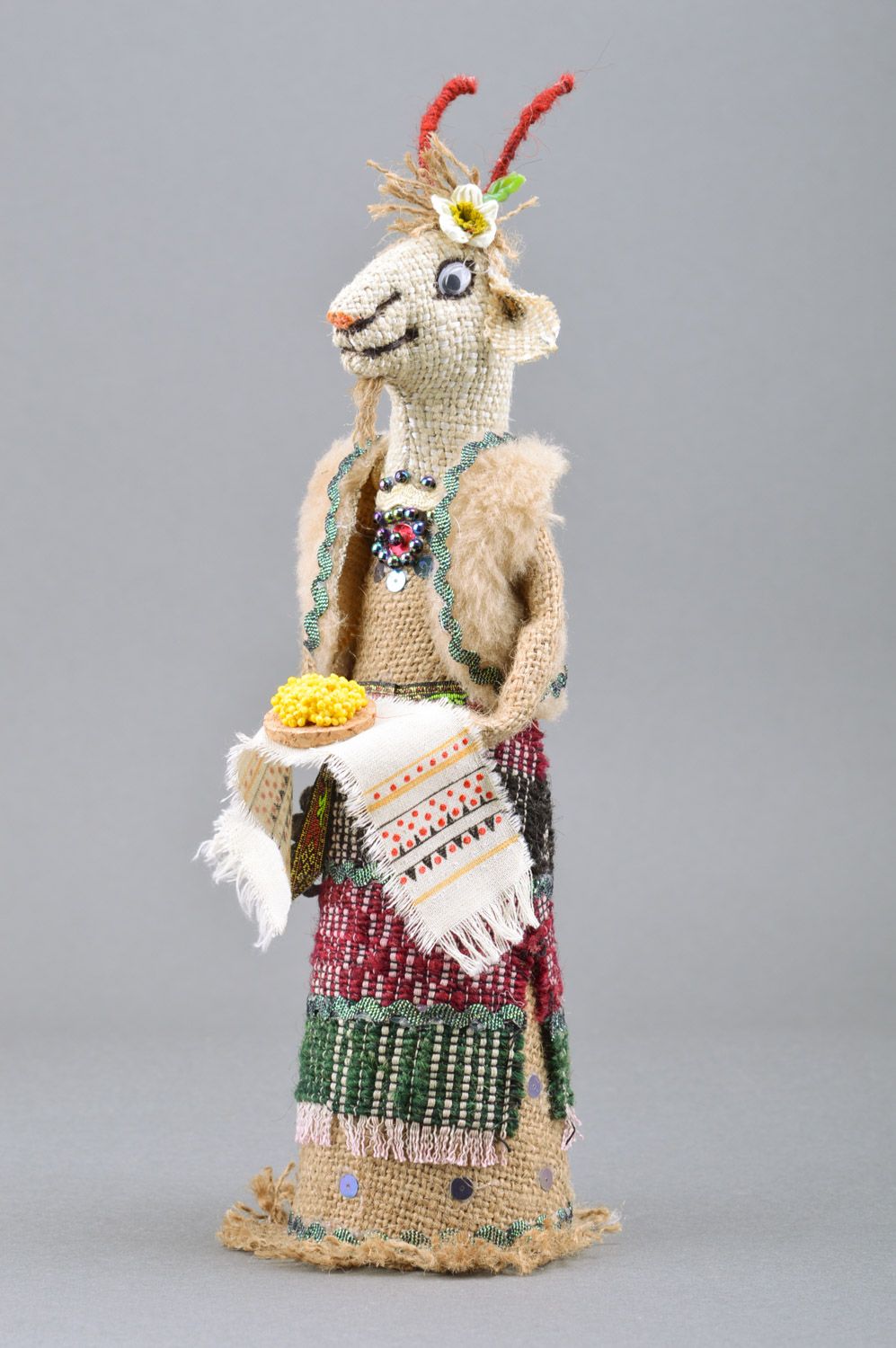 Funda para botella artesanal cabra de harpillera con hogaza regalo foto 4