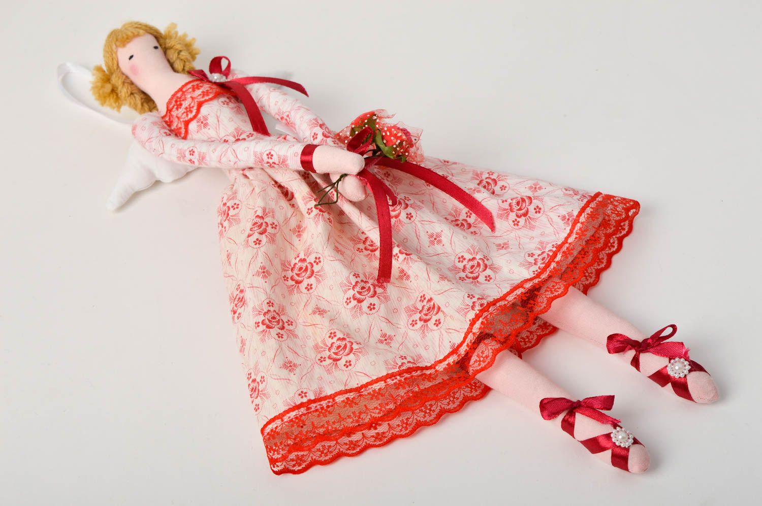 Handmade Designer Puppe im  Kleid Stoff Spielzeug künstlerische schöne Puppe foto 4