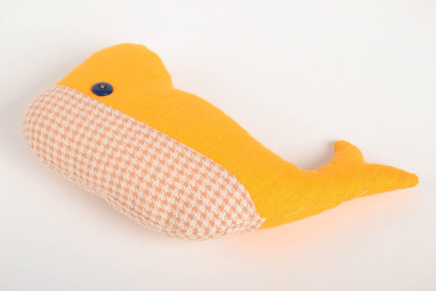 Handmade Kuscheltier Wal gelb grell Stoff Spielzeug Geschenk für Kinder  foto 4
