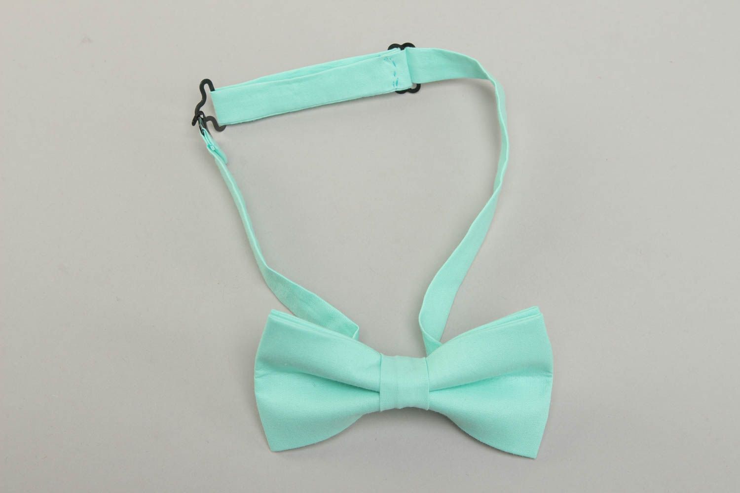 Turquoise cotton fabric bow tie photo 1