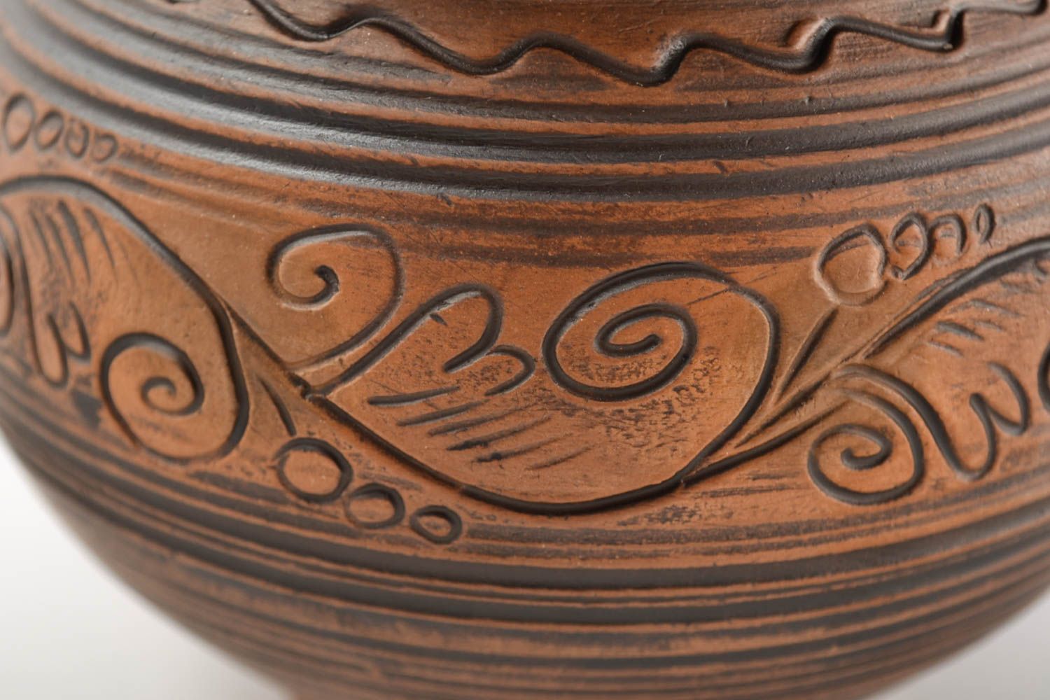 Küchen Zubehör handmade Keramik Topfset Töpfe Keramik in Braun bemalt schön  foto 3